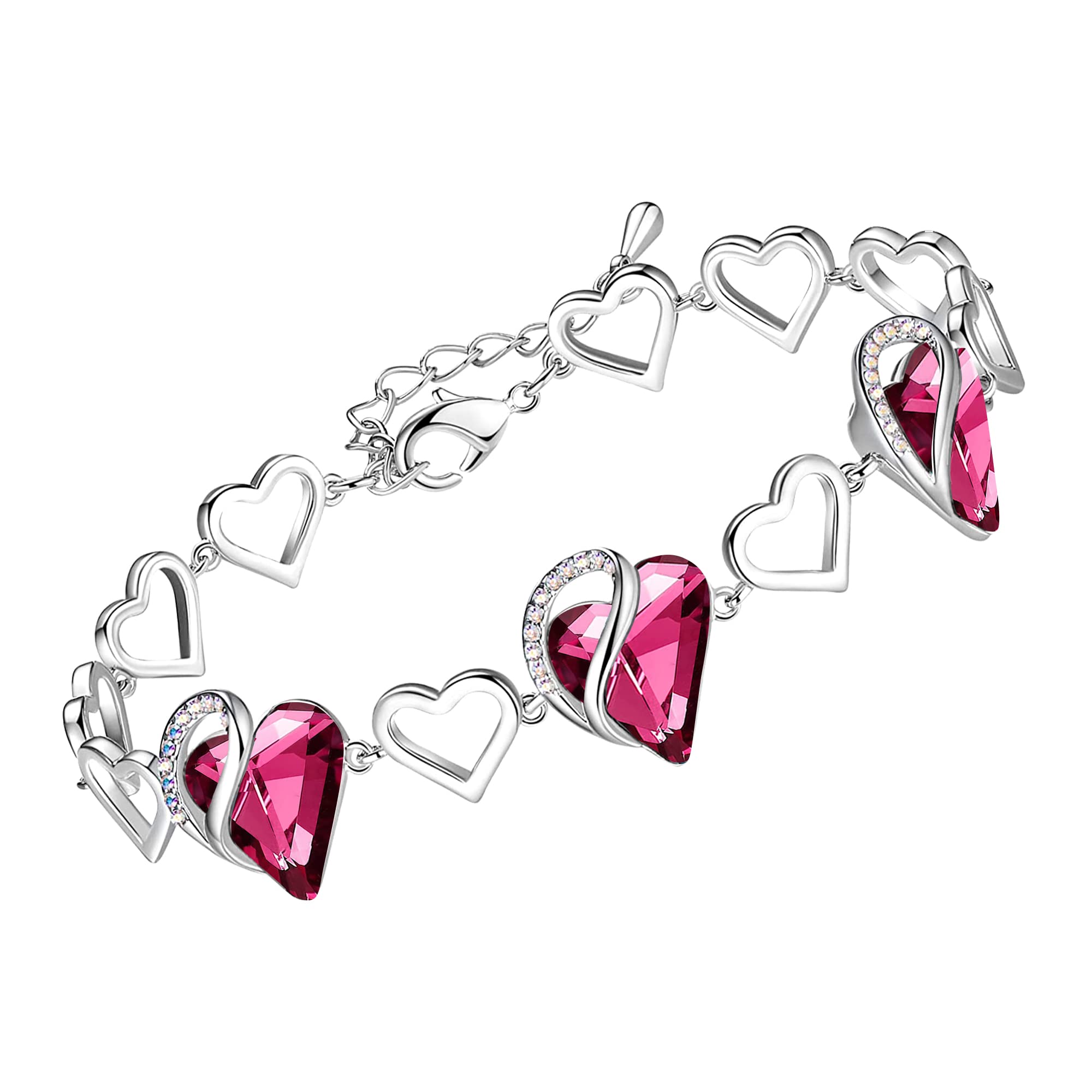 Women's Heart Birthstone Bracelet Ideal Gift for the Special Woman in Your Life
